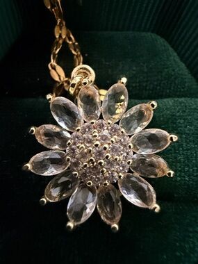 Crystal flower Pendant Necklace - Stainless steel